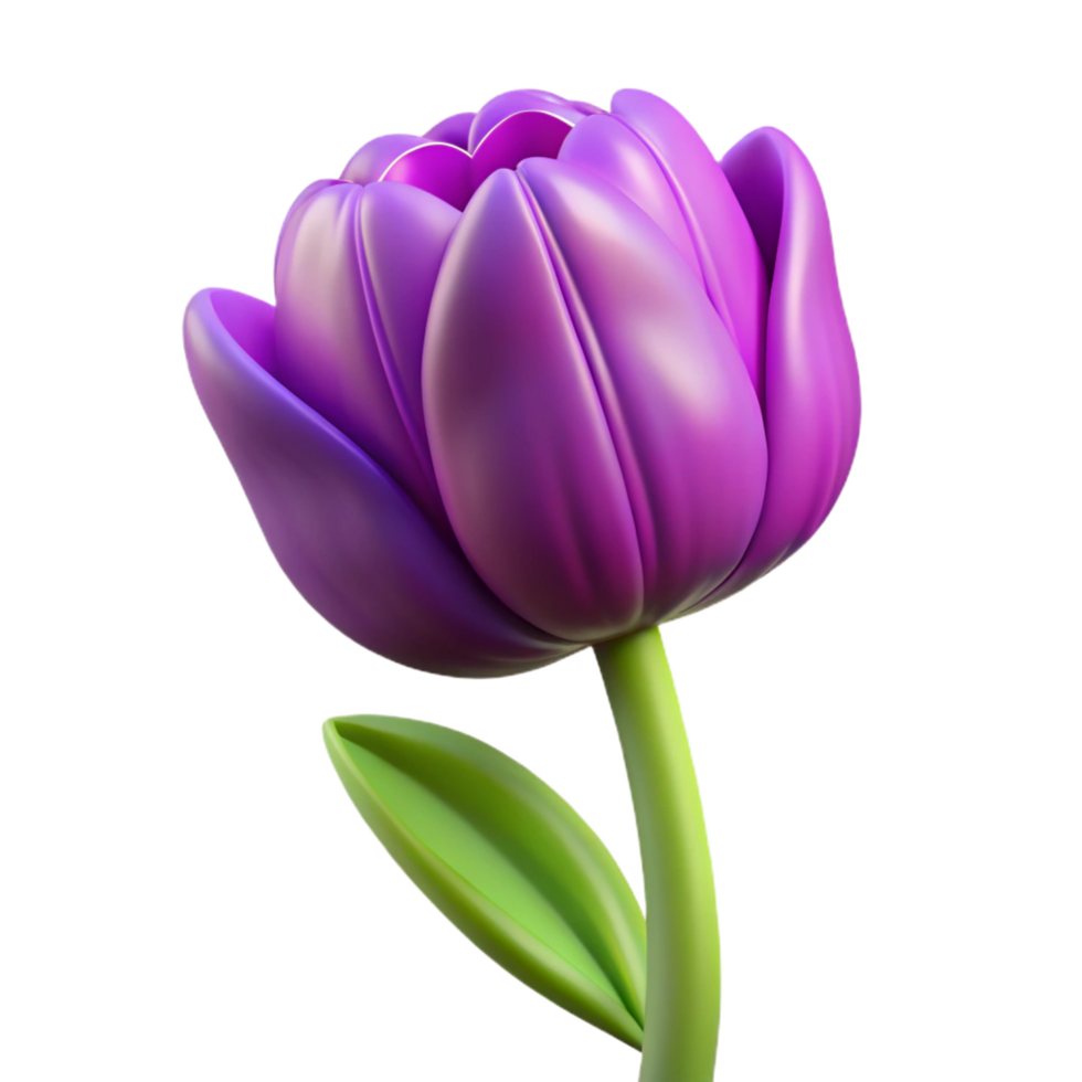 ethereal gorgeous Purple tulip with variegatepetals, soft lighting, front view, icon style, isolateon transparent background,high-resolution product photography professional png
