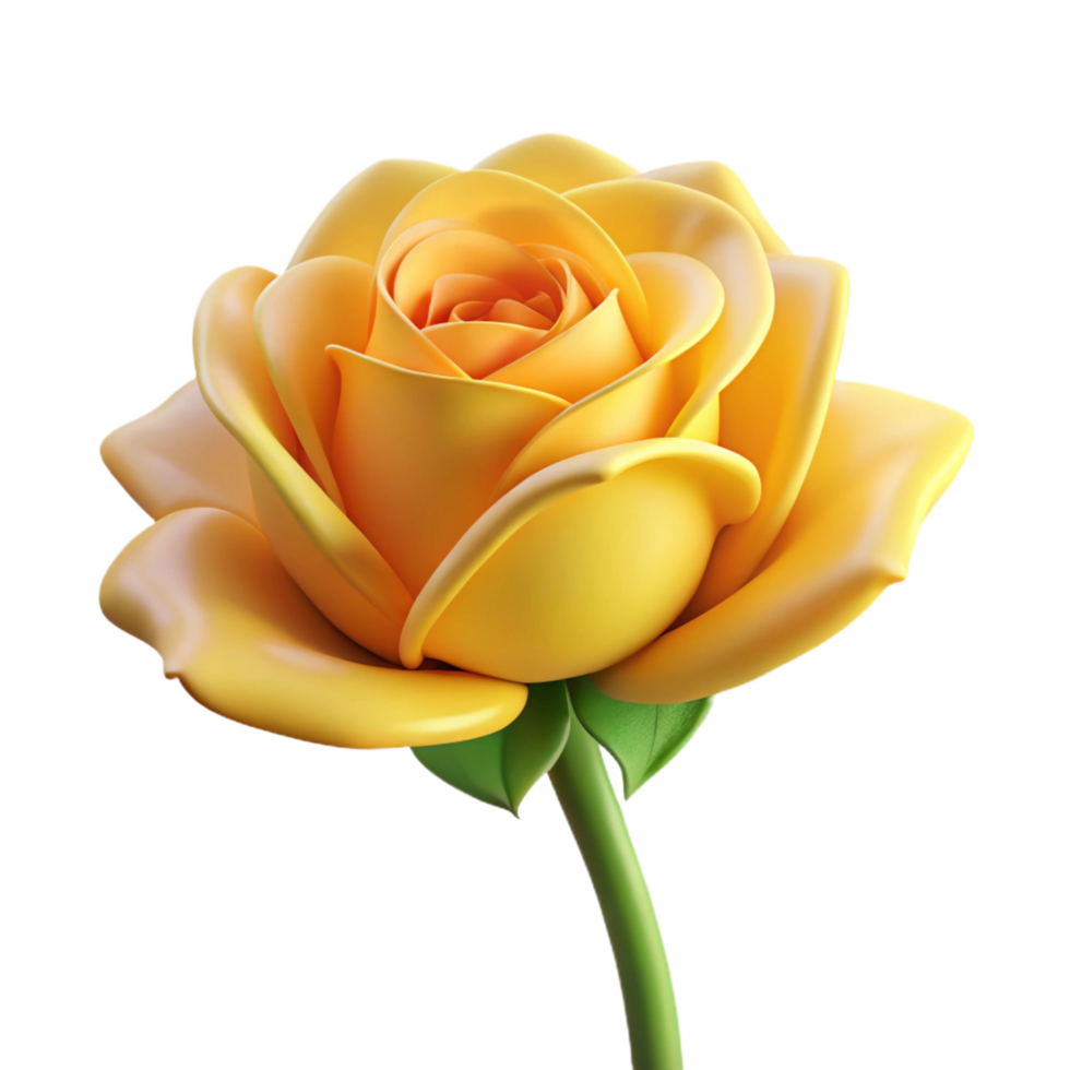 breathtaking tranquil minimalist Single yellow rose with open bloom, soft lighting, front view, isolateon transparent background,high-resolution product photography gallery standard png