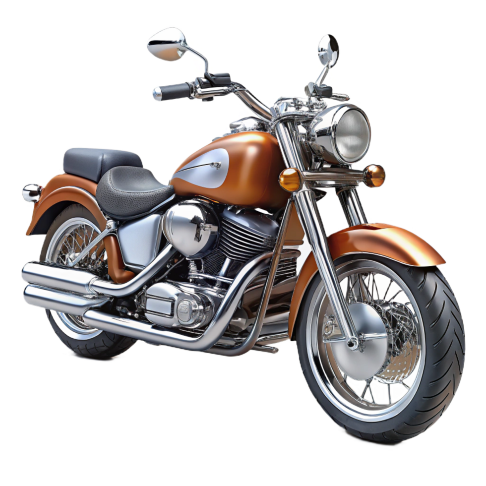splendimysterious victorian Polishechrome Harley-Davidson motorcycle, leather seat, detaileengine, studio lighting, render, isolateon transparent background,high-resolution product photography luxury png