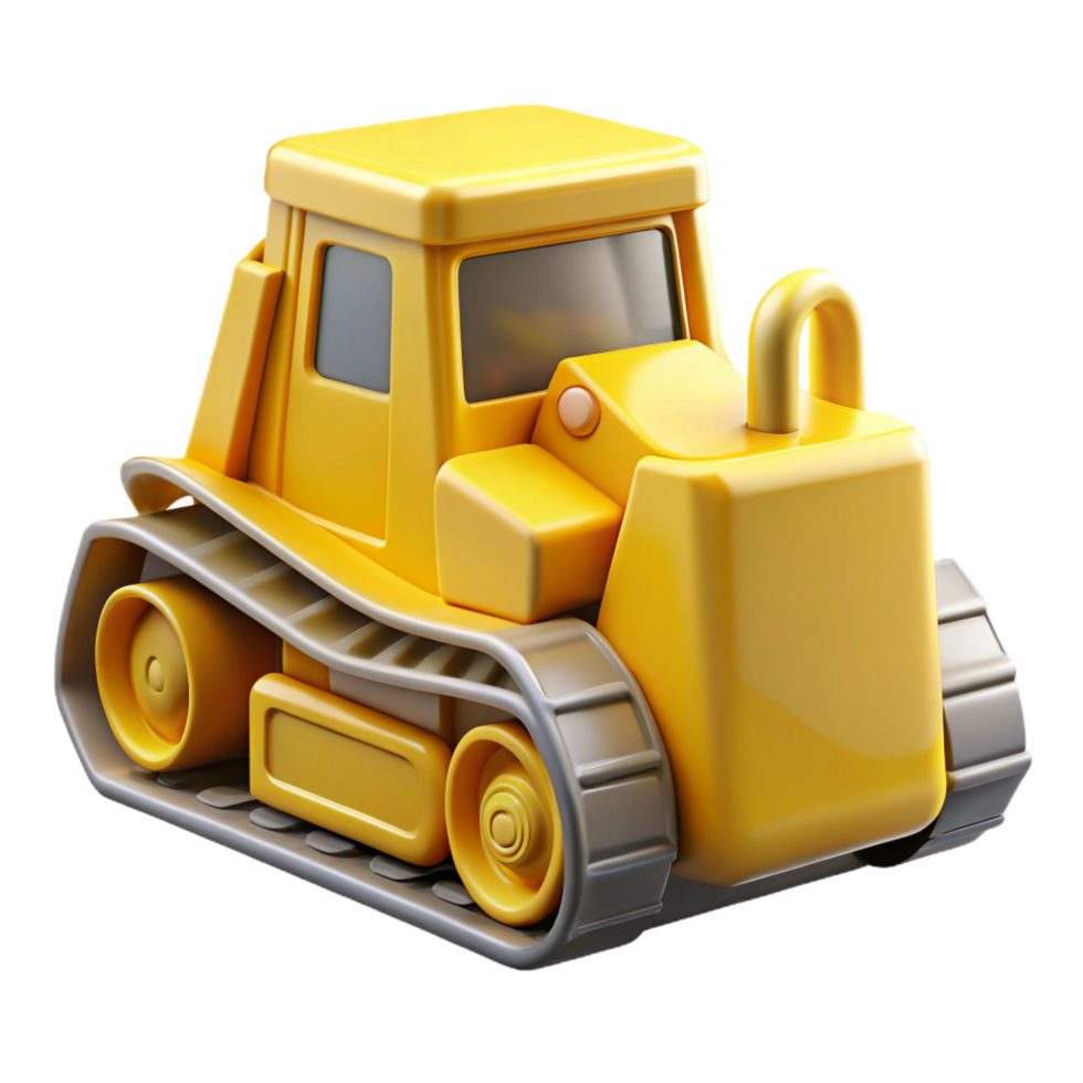 mesmerizing energetic organic Yellow bulldozer, detailetreads, metallic finish, dramatic lighting, render, isolateon transparent background,high-resolution product photography detailed png