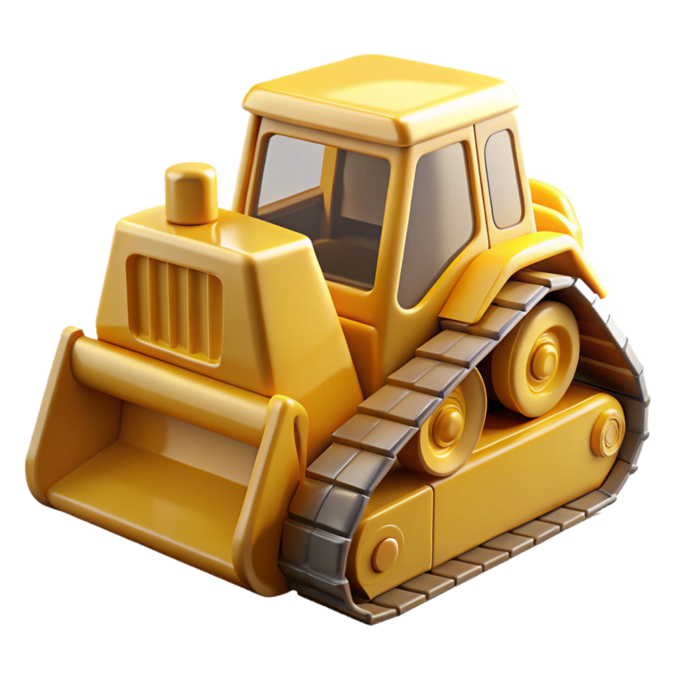 exquisite passionate modern Yellow bulldozer, detailetreads, metallic finish, dramatic lighting, render, isolateon transparent background,high-resolution product photography studio quality png