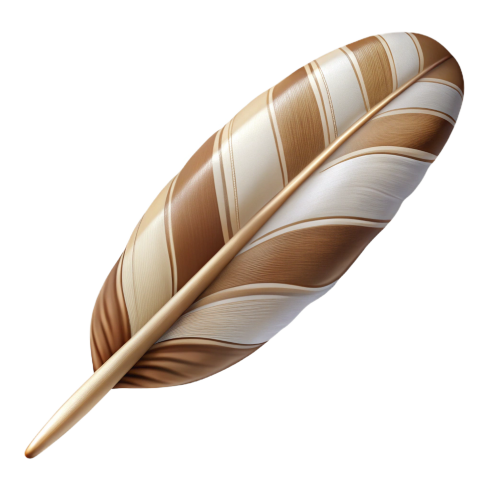 remarkable abstract A single, harpy feather, barrebrown anwhite, realistic texture, soft lighting, photorealistic, isolateon transparent background,high-resolution product photography top-tier png