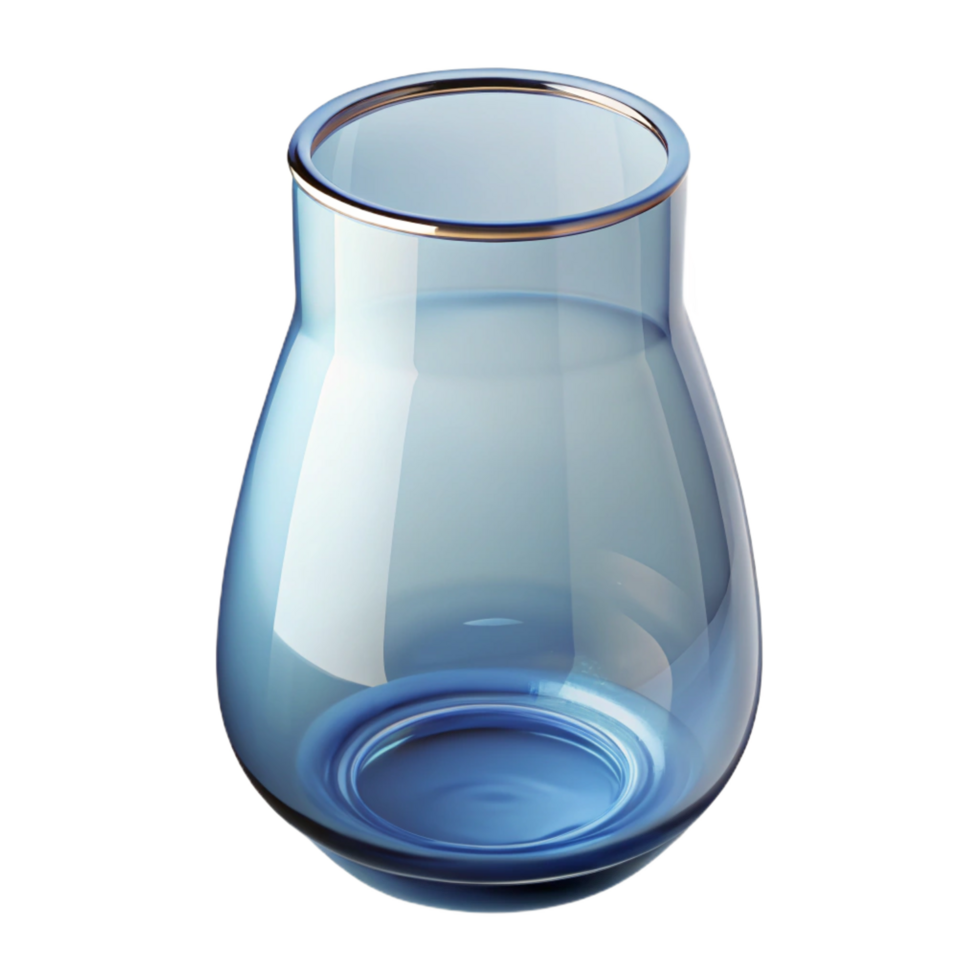 dynamic extraordinary Glass vase, simple cylindrical shape, clear glass, studio lighting, side view, isolateon transparent background,high-resolution product photography impeccable png