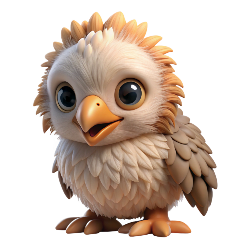 rare futuristic A fluffy baby griffin with downy feathers, curious expression, front view, soft lighting, photorealistic, isolateon transparent background,high-resolution product photography top-tier png