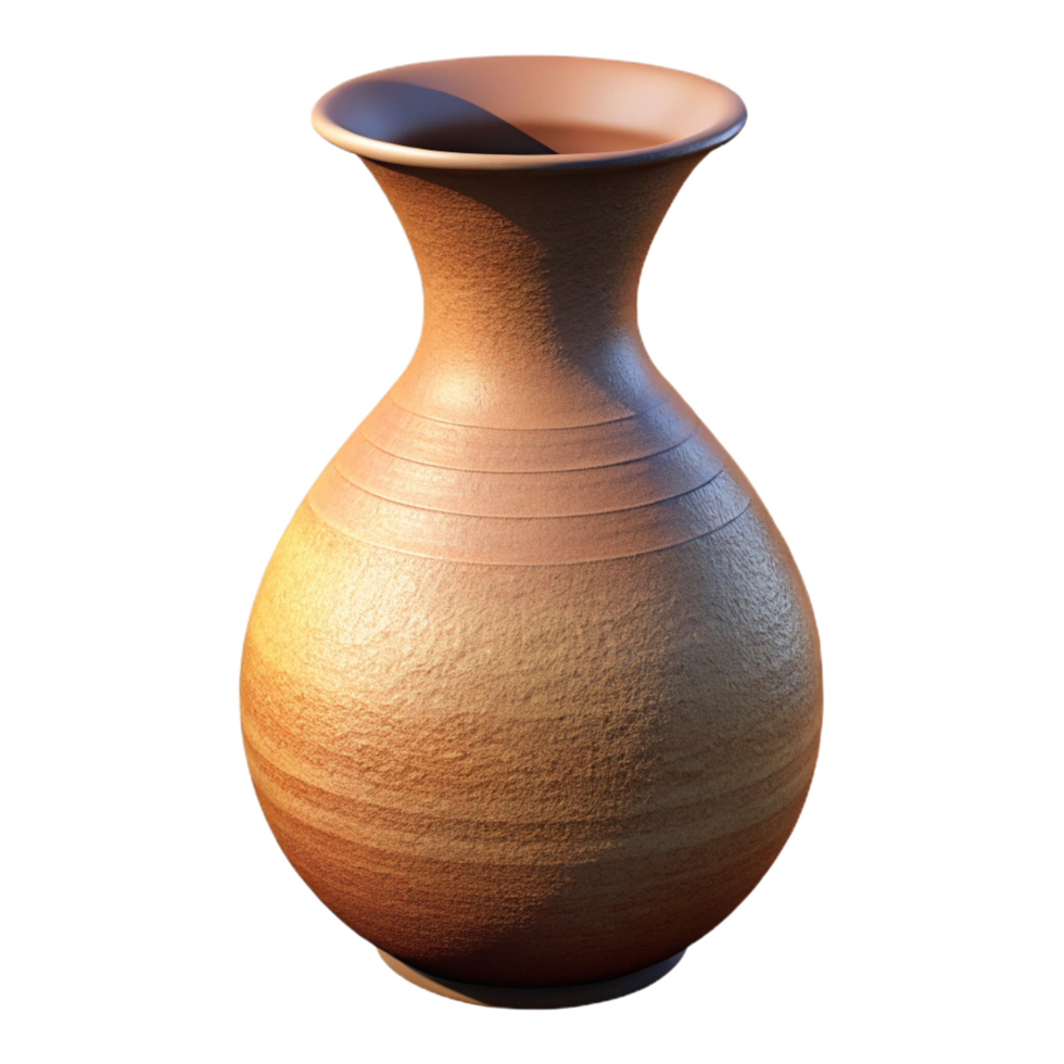 wonderful tropical Tall ceramic vase, texturesurface, earthy tones, soft lighting, side view, isolateon transparent background,high-resolution product photography crisp png