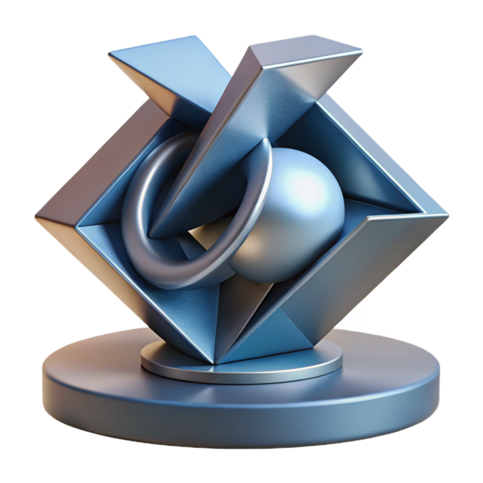 romantic picturesque Modern sculpture, abstract form, paintesteel, studio lighting, front view, isolateon transparent background,high-resolution product photography luxury png