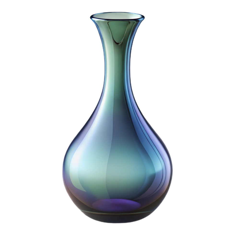 impressive vintage Tall glass vase, slender neck, clear glass, dramatic lighting, side view, isolateon transparent background,high-resolution product photography flawless png