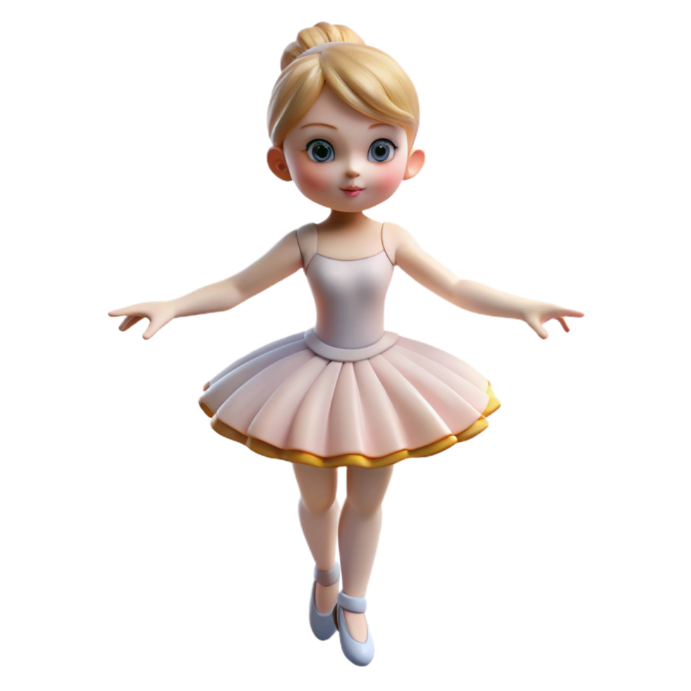 fascinating classic Porcelain figurine, ballerina pose, delicate details, soft lighting, front view, isolateon transparent background,high-resolution product photography 4K png
