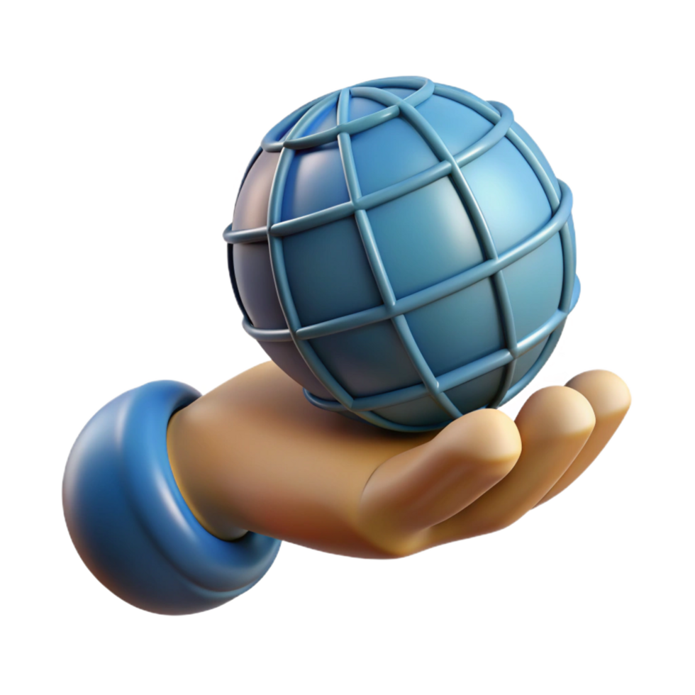 dreamy alluring Clay sculptelogo of a human hanholding a globe, detailetexture, soft lighting, front view, product shot, isolateon transparent background,high-resolution product photography luxury png