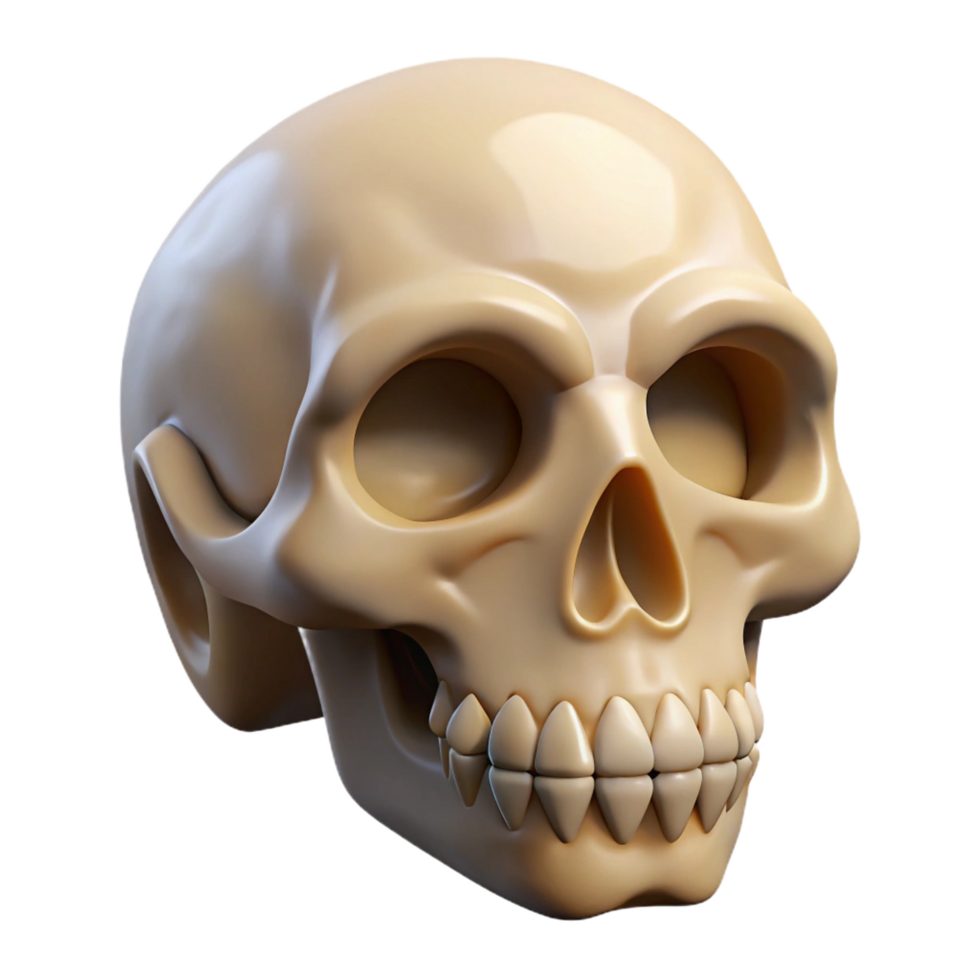 beautiful acclaimeCarvebone logo of a skull, detailetexture, dramatic lighting, product shot, isolateon transparent background,high-resolution product photography png