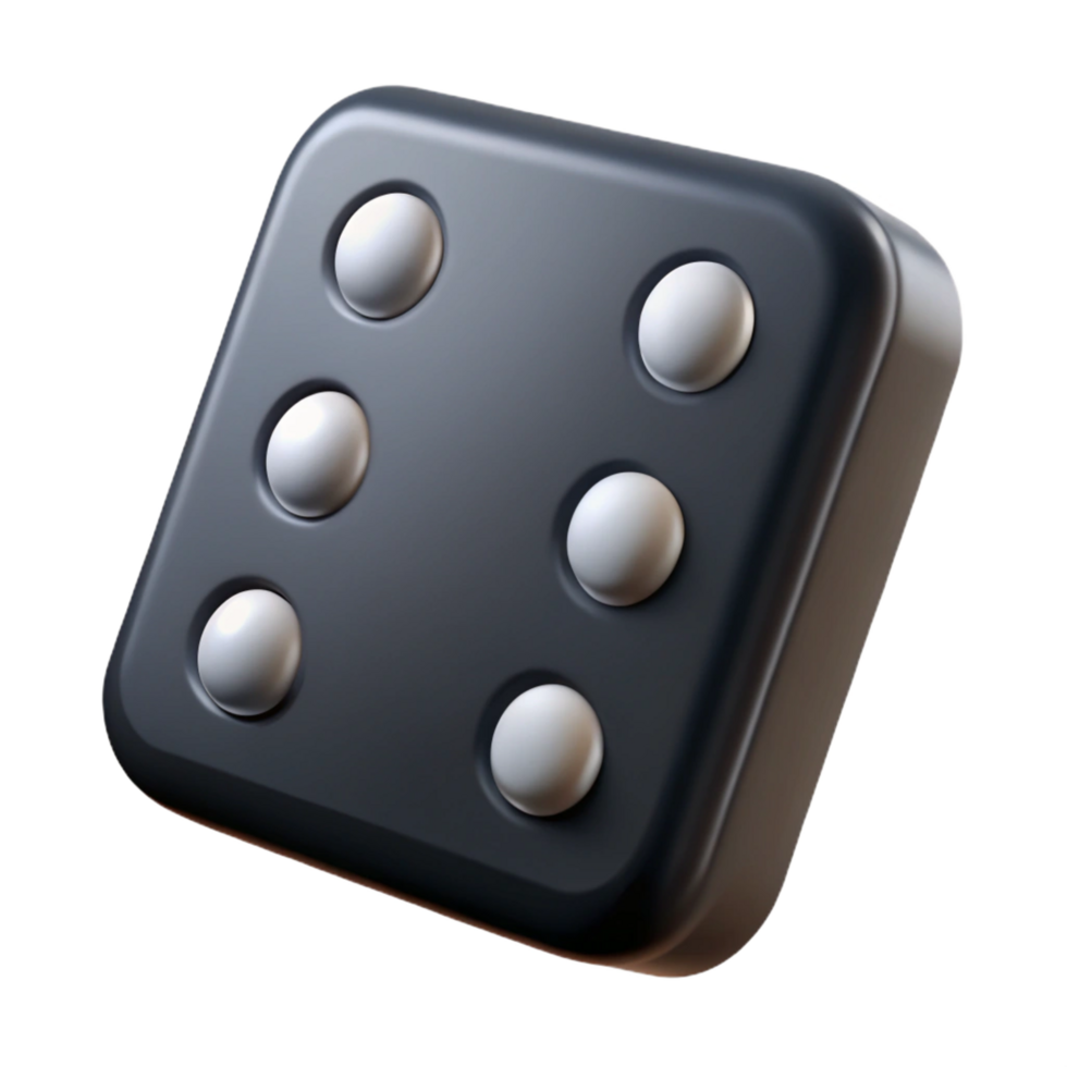 breathtaking coveteSingle domino tile with five anthree pips, black with white pips, matte finish, studio lighting, top-down view, isolateon transparent background,high-resolution product photography png