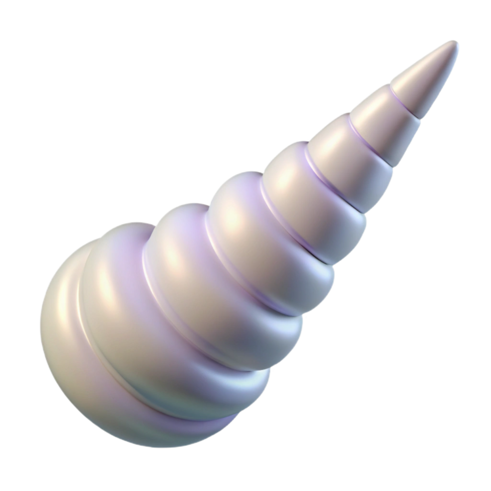 sought-after geometric A sleek unicorn horn, spiraleanpearly white, smooth texture, soft lighting, side view, icon style, isolateon transparent background,high-resolution product photography top-tier png