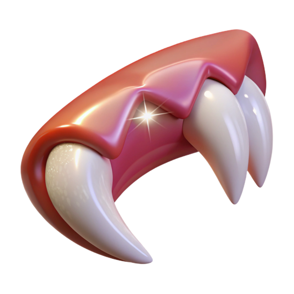 passionate vibrant A sparkling vampire fang, long ansharp, detaileenamel, soft lighting, side view, hyperrealistic, isolateon transparent background,high-resolution product photography perfect clarity png