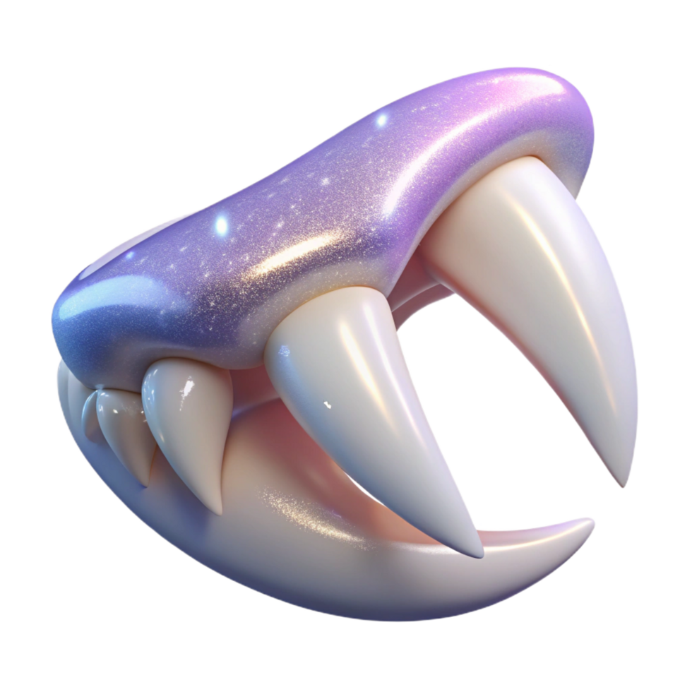 serene iconic A sparkling vampire fang, long ansharp, detaileenamel, soft lighting, side view, hyperrealistic, isolateon transparent background,high-resolution product photography png