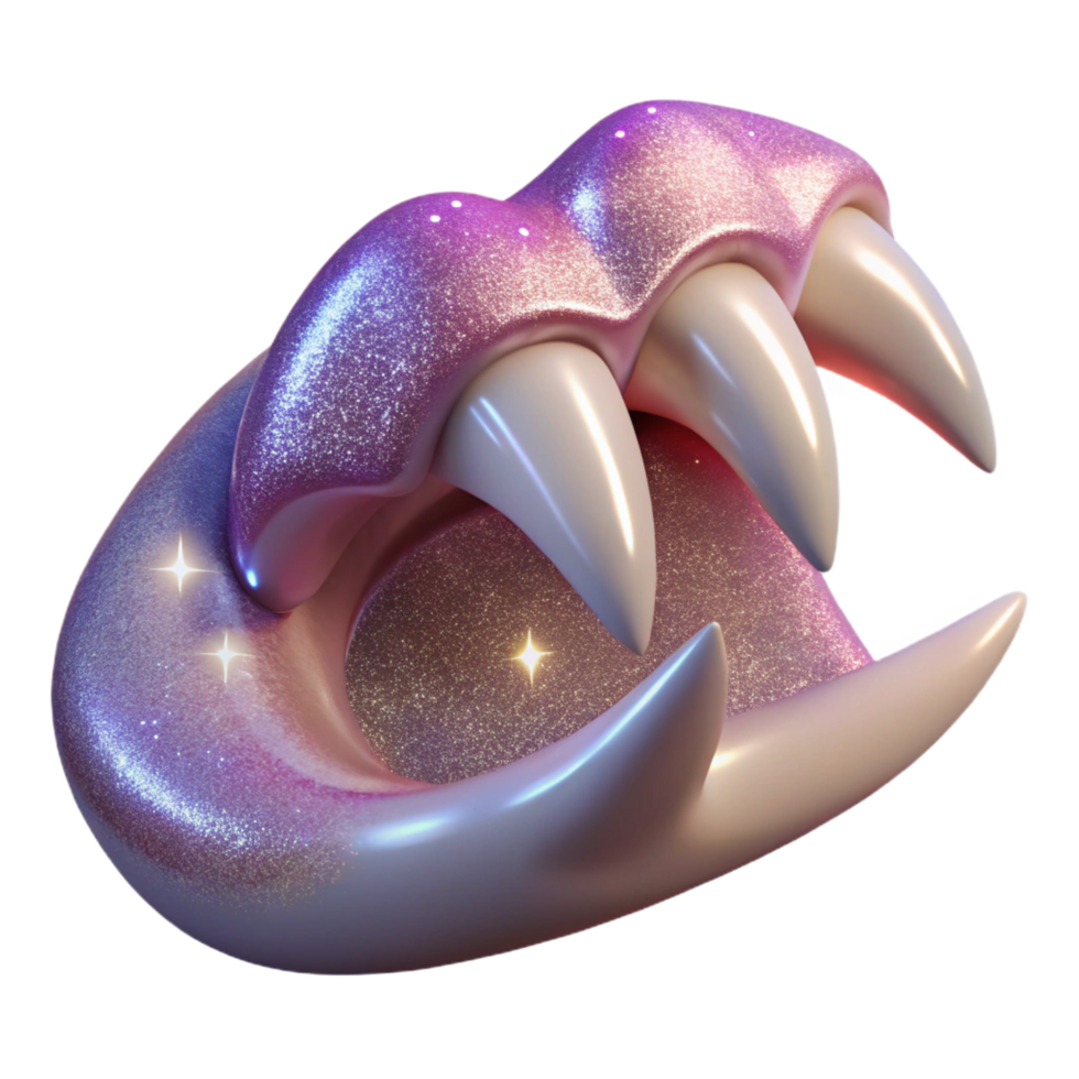 striking abstract A sparkling vampire fang, long ansharp, detaileenamel, soft lighting, side view, hyperrealistic, isolateon transparent background,high-resolution product photography artisan png