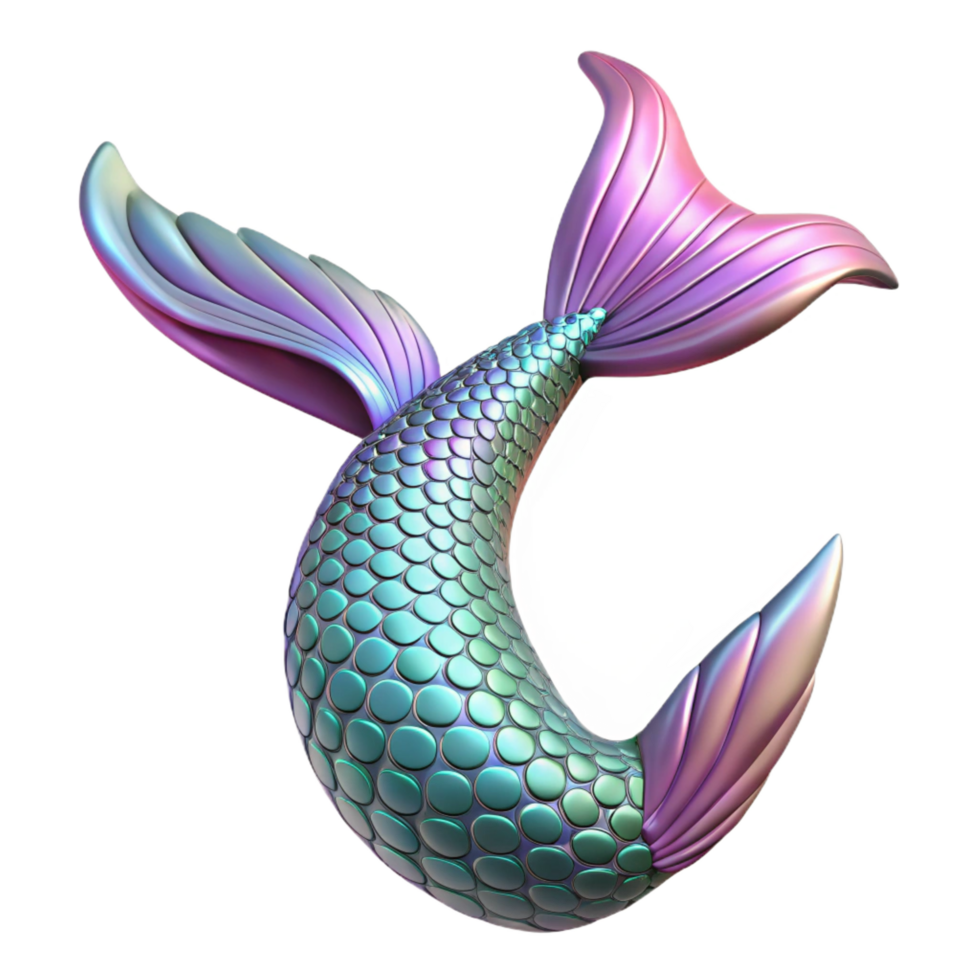 enchanting bolindustrial An ornate mermaitail with iridescent scales, flowing fins, realistic texture, studio lighting, render, isolateon transparent background,high-resolution product photography 8K png