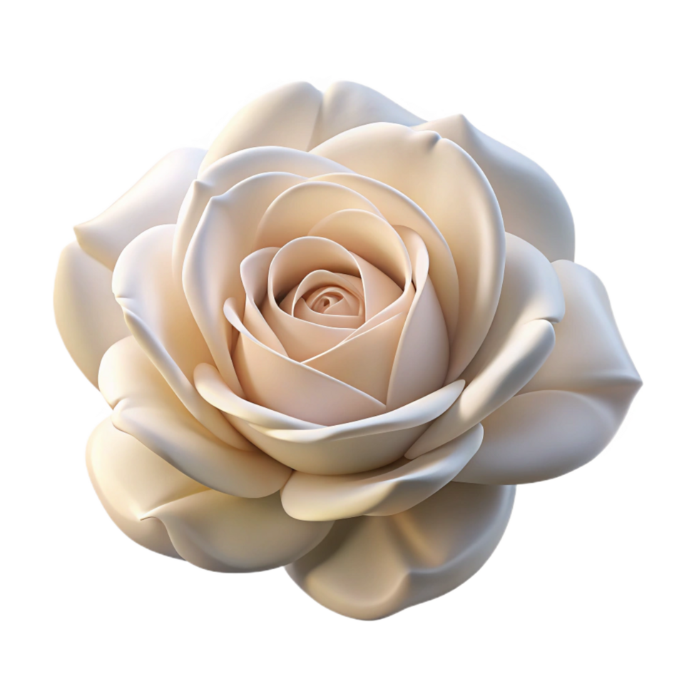 peaceful dazzling Single white rose, pristine petals, subtle shadows, studio lighting, front view, photorealistic, isolateon transparent background,high-resolution product photography precision png