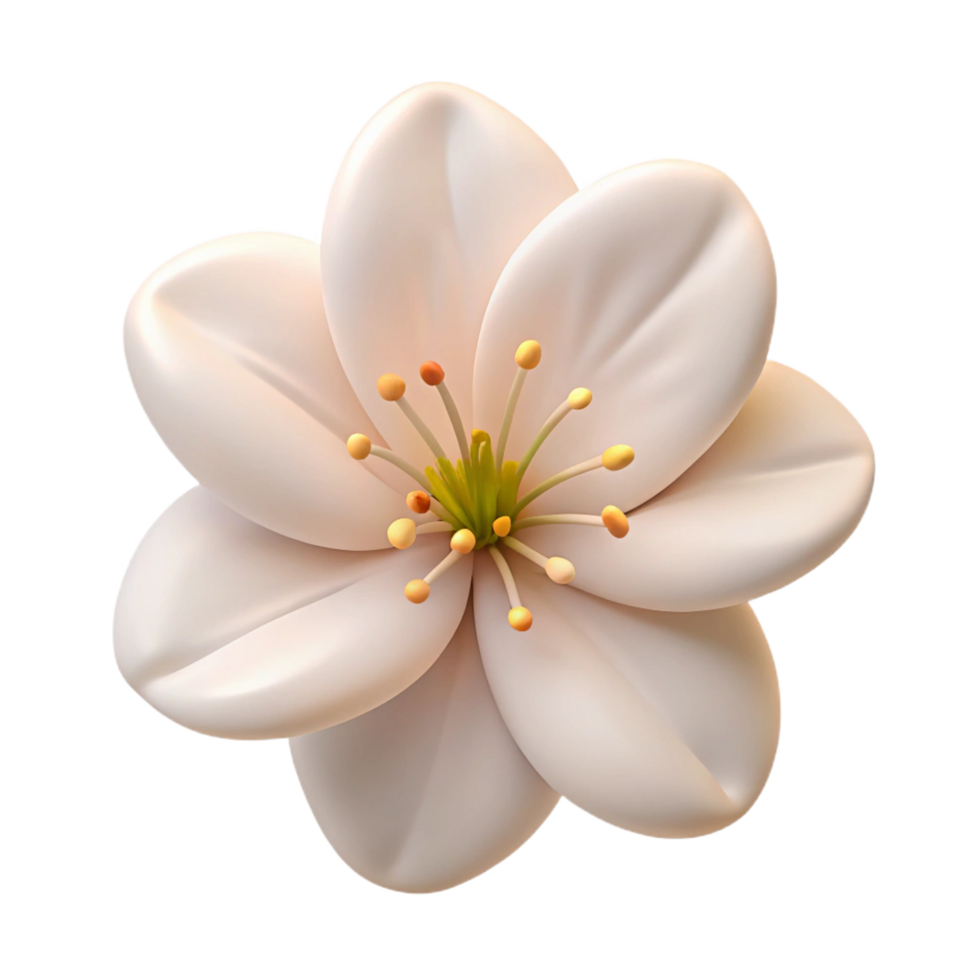 dazzling sought-after Single white cherry blossom, subtle details, soft lighting, side view, photorealistic, isolateon transparent background,high-resolution product photography png
