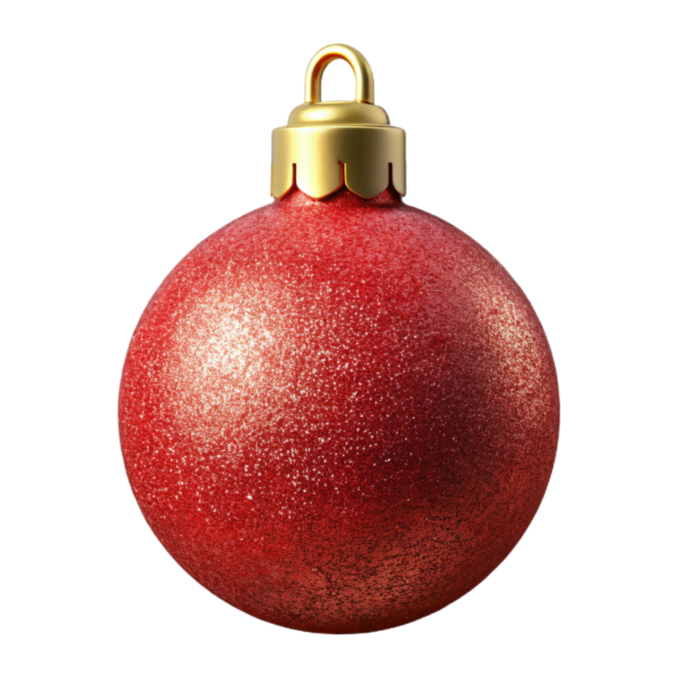 mesmerizing inspireChristmas tree ornament in the shape of a reball with glitter, studio lighting, front view, isolateon transparent background,high-resolution product photography png