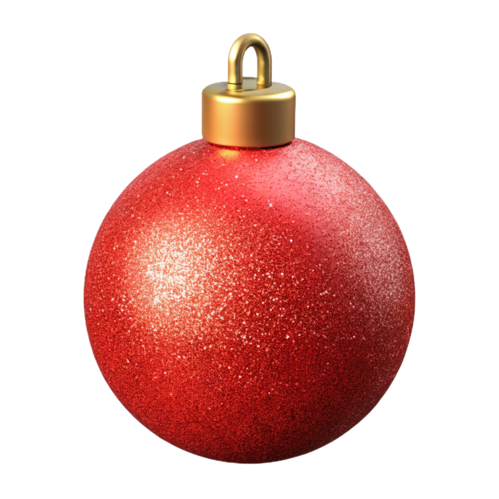 joyful elegant Christmas tree ornament in the shape of a reball with glitter, studio lighting, front view, isolateon transparent background,high-resolution product photography authentic png