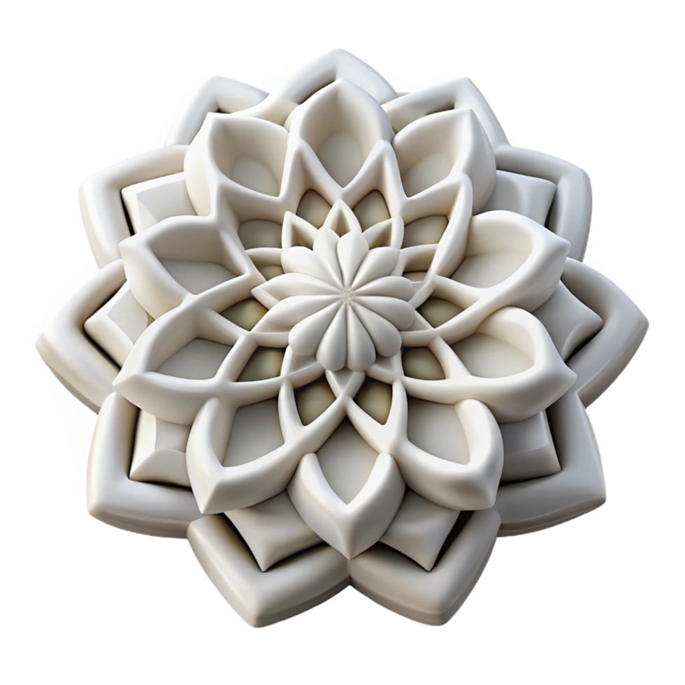 stunning acclaimeprintemandala, white plastic, matte finish, studio lighting, studio photography, isolateon transparent background,high-resolution product photography png