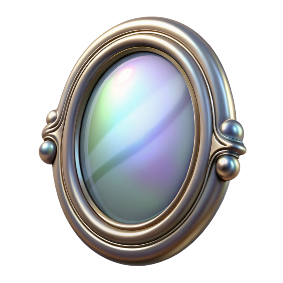 mesmerizing signature Oval shapevintage frame, mother-of-pearl inlay, iridescent, studio lighting, front view, studio photography, isolateon transparent background,high-resolution product photography png