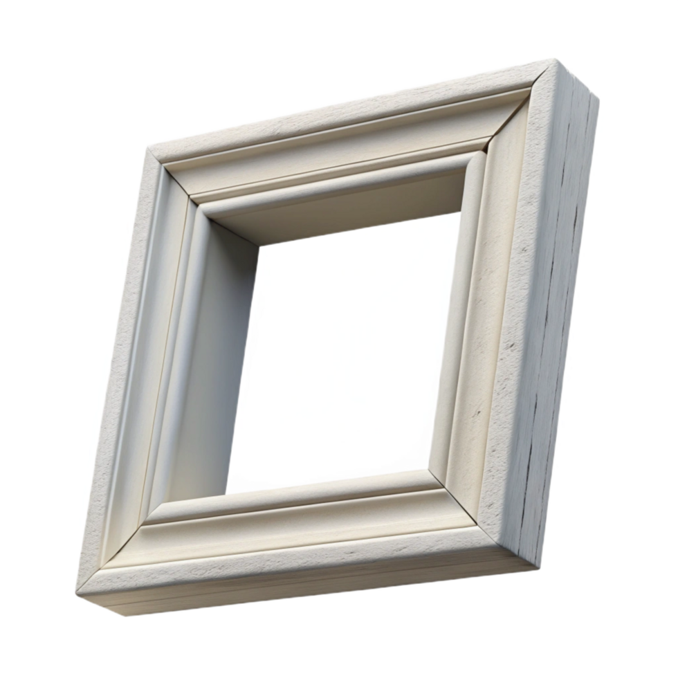 dazzling bolrustic Square frame, white paintewood, distressefinish, studio lighting, studio photography, isolateon transparent background,high-resolution product photography elite png