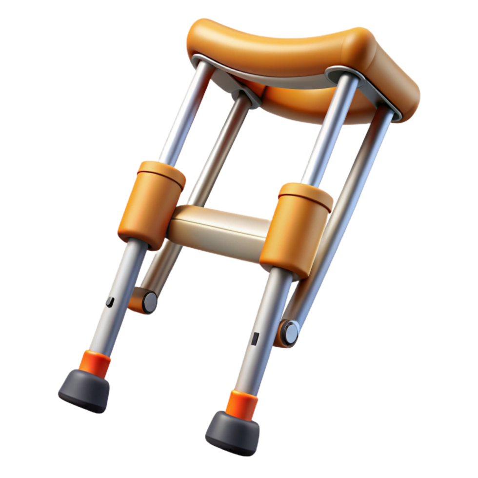 spectacular unparalleleCrutches with paddehandgrips, adjustable aluminum frame, rubber tips, studio lighting, front view, render, isolateon transparent background,high-resolution product photography png
