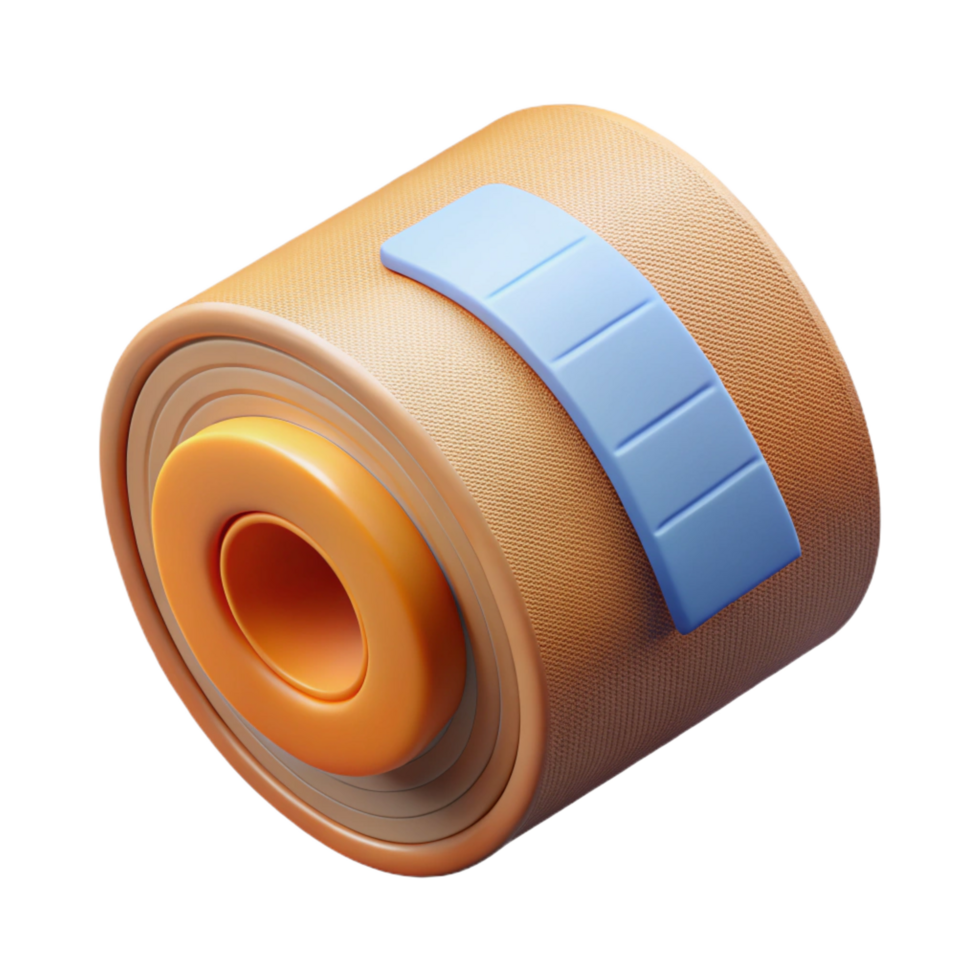 tranquil radiant Bandage roll with sterile gauze, adhesive edges, rolletightly, studio lighting, front view, render, isolateon transparent background,high-resolution product photography refined png