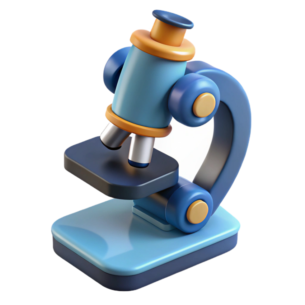 passionate dramatic Microscope with adjustable lenses, stage, light source, studio lighting, front view, render, isolateon transparent background,high-resolution product photography impeccable png