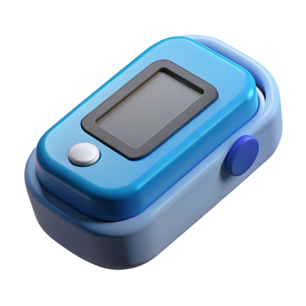 vibrant covetePulse oximeter with digital display, finger clip sensor, studio lighting, front view, render, isolateon transparent background,high-resolution product photography png
