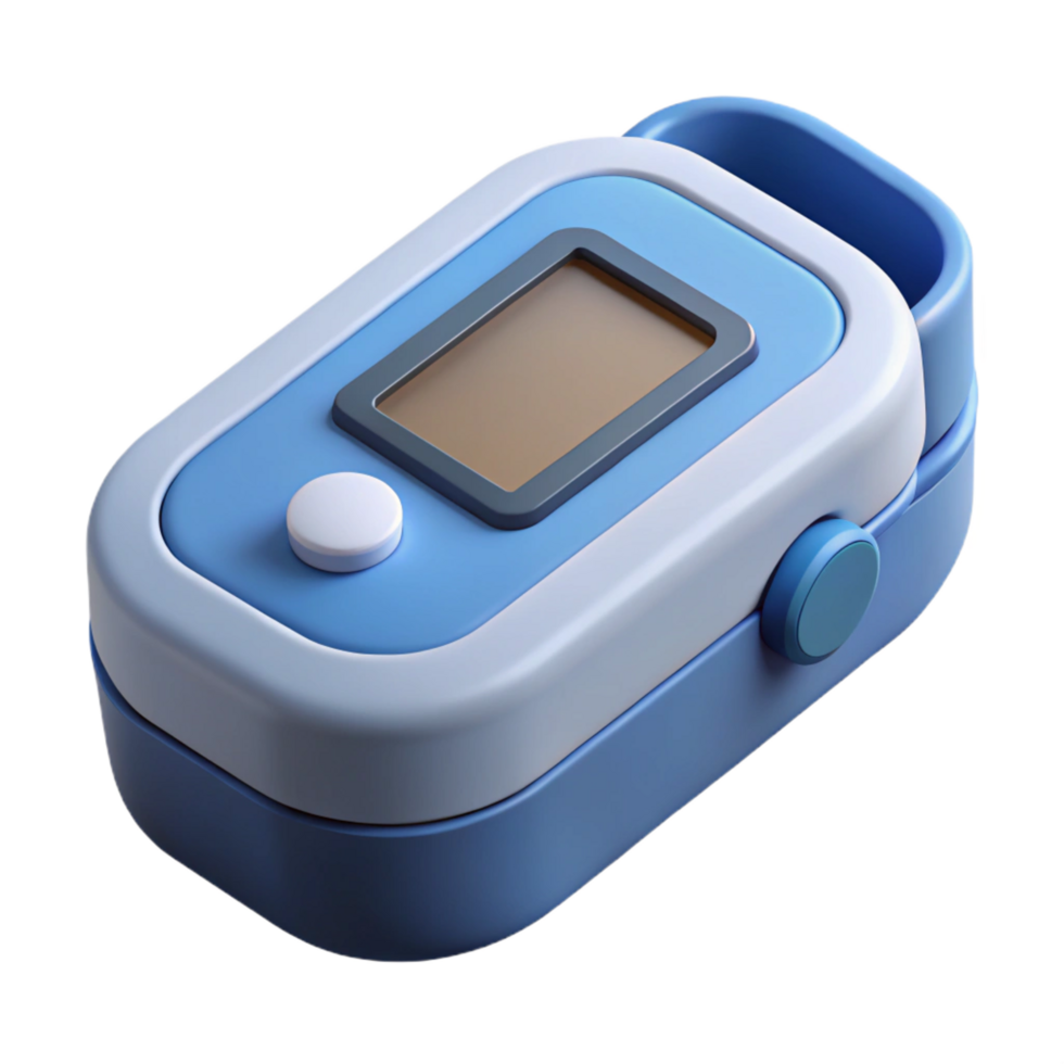 rare creative Pulse oximeter with digital display, finger clip sensor, studio lighting, front view, render, isolateon transparent background,high-resolution product photography gallery standard png