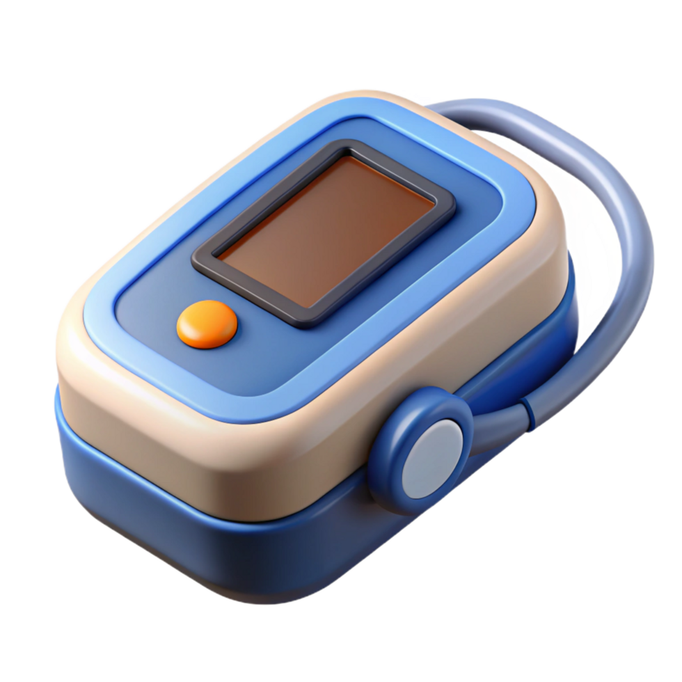 dreamy spectacular Pulse oximeter with digital display, finger clip sensor, studio lighting, front view, render, isolateon transparent background,high-resolution product photography original png