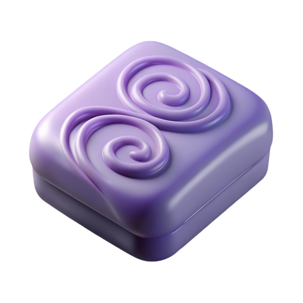 timeless vintage A bar of lavender soap with delicate swirling patterns, matte finish, soft lighting, isolateon transparent background,high-resolution product photography impeccable png