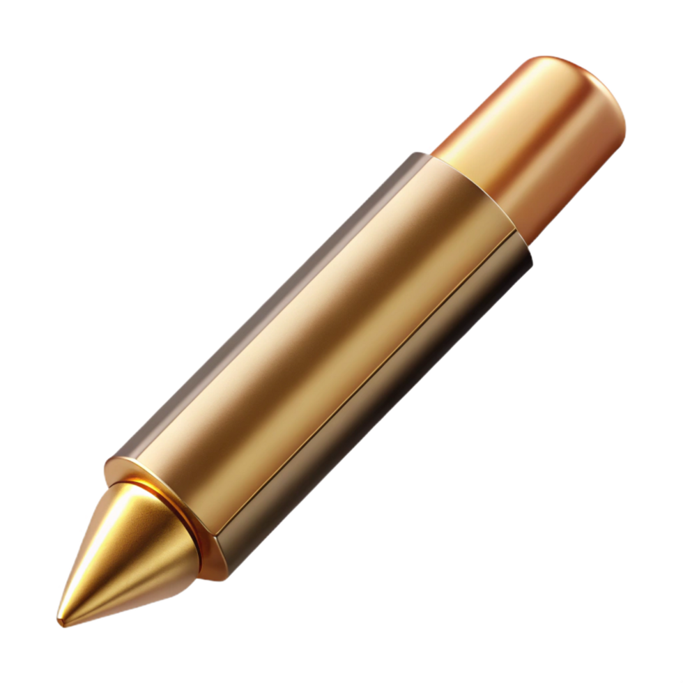 melancholic enchanting A golmetallic eyeliner pencil with a sharp tip, reflecting light, studio lighting, angleview, isolateon transparent background,high-resolution product photography 4K png
