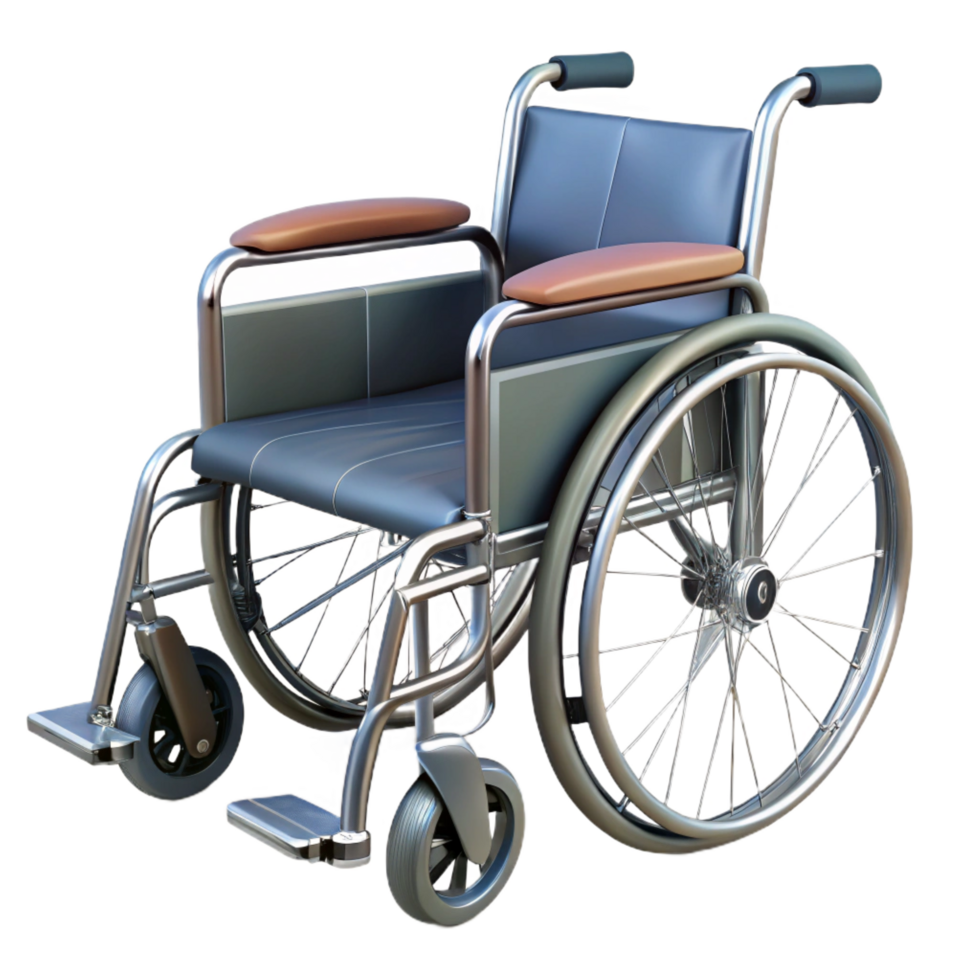 glorious joyful bohemian Wheelchair, chrome frame, paddeseat anbackrest, rubber wheels, studio lighting, photorealistic, isolateon transparent background,high-resolution product photography detailed png