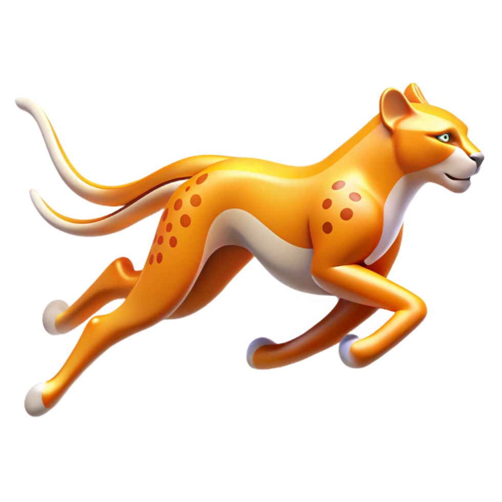 exemplary traditional A sporty, dynamic logo of a running cheetah with abstract lines, matte finish, bright lighting, isolateon transparent background,high-resolution product photography luxury png