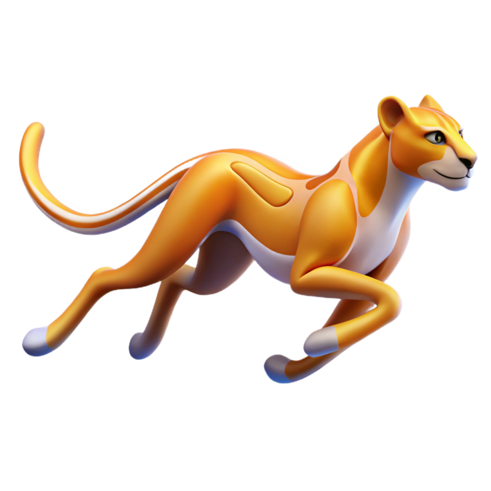 breathtaking memorable A sporty, dynamic logo of a running cheetah with abstract lines, matte finish, bright lighting, isolateon transparent background,high-resolution product photography png