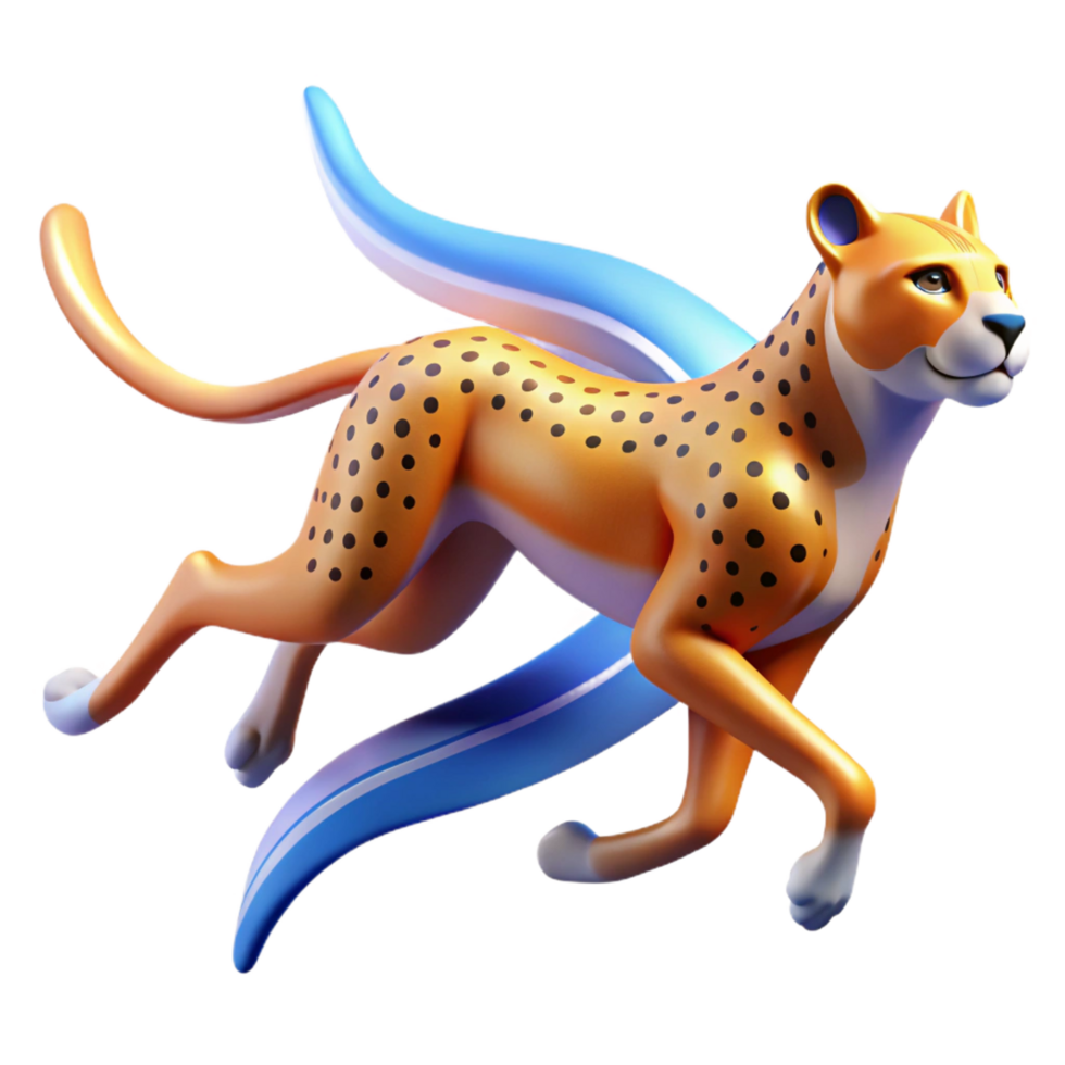 dramatic dynamic classic A sporty, dynamic logo of a running cheetah with abstract lines, matte finish, bright lighting, isolateon transparent background,high-resolution product photography impeccable png