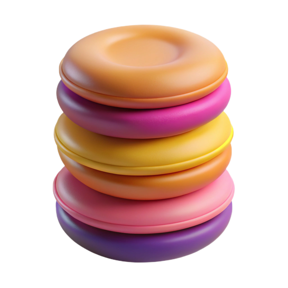 whimsical mesmerizing A logo resembling a stack of colorful macarons, realistic textures, soft lighting, isolateon transparent background,high-resolution product photography gallery standard png