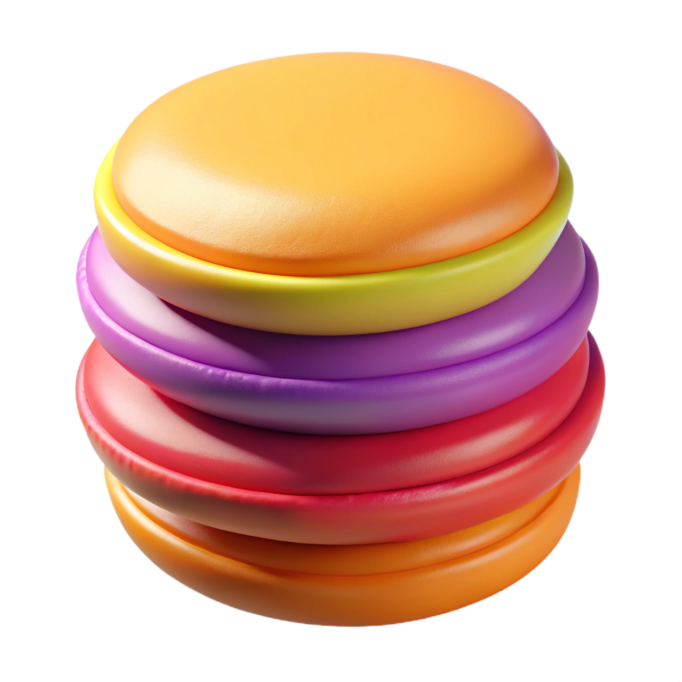 enchanting retro A logo resembling a stack of colorful macarons, realistic textures, soft lighting, isolateon transparent background,high-resolution product photography gallery standard png