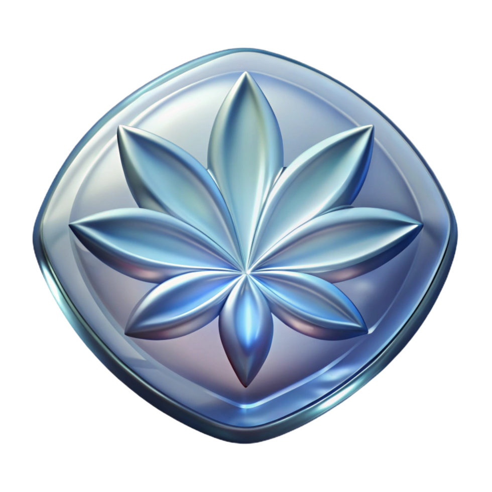 unparalleleavant-garde A translucent glass logo with etchefloral patterns, subtle lighting, front view, isolateon transparent background,high-resolution product photography sharp png
