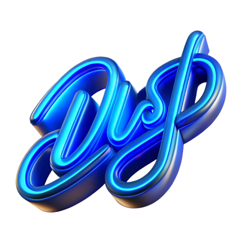 fascinating gothic Glowing neon sign logo with a cursive font, vibrant blue light, front view, isolateon transparent background,high-resolution product photography professional png
