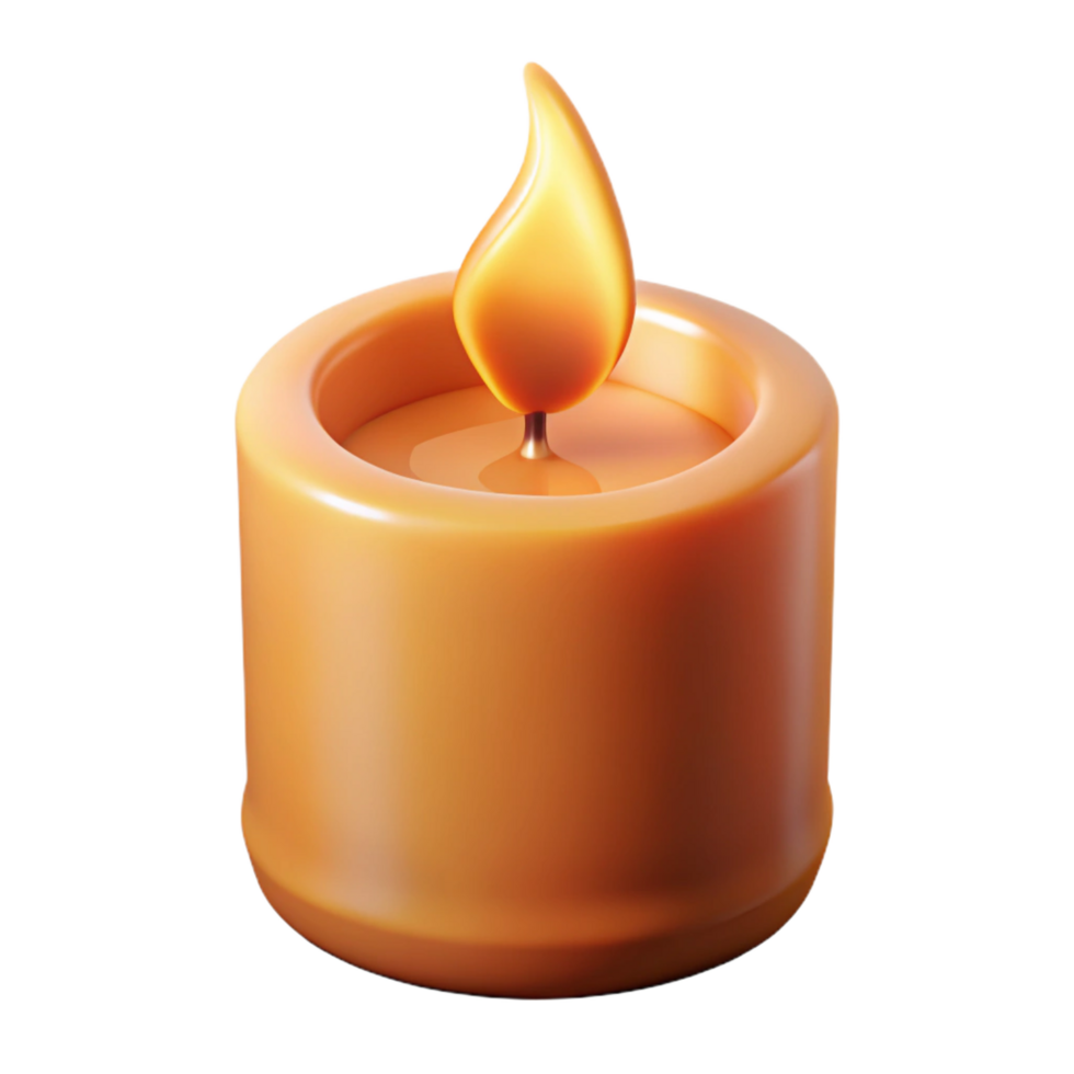 distinctive urban Realistic burning candle logo with flickering flame, soft lighting, front view, with transparent background,high-resolution product photography flawless png
