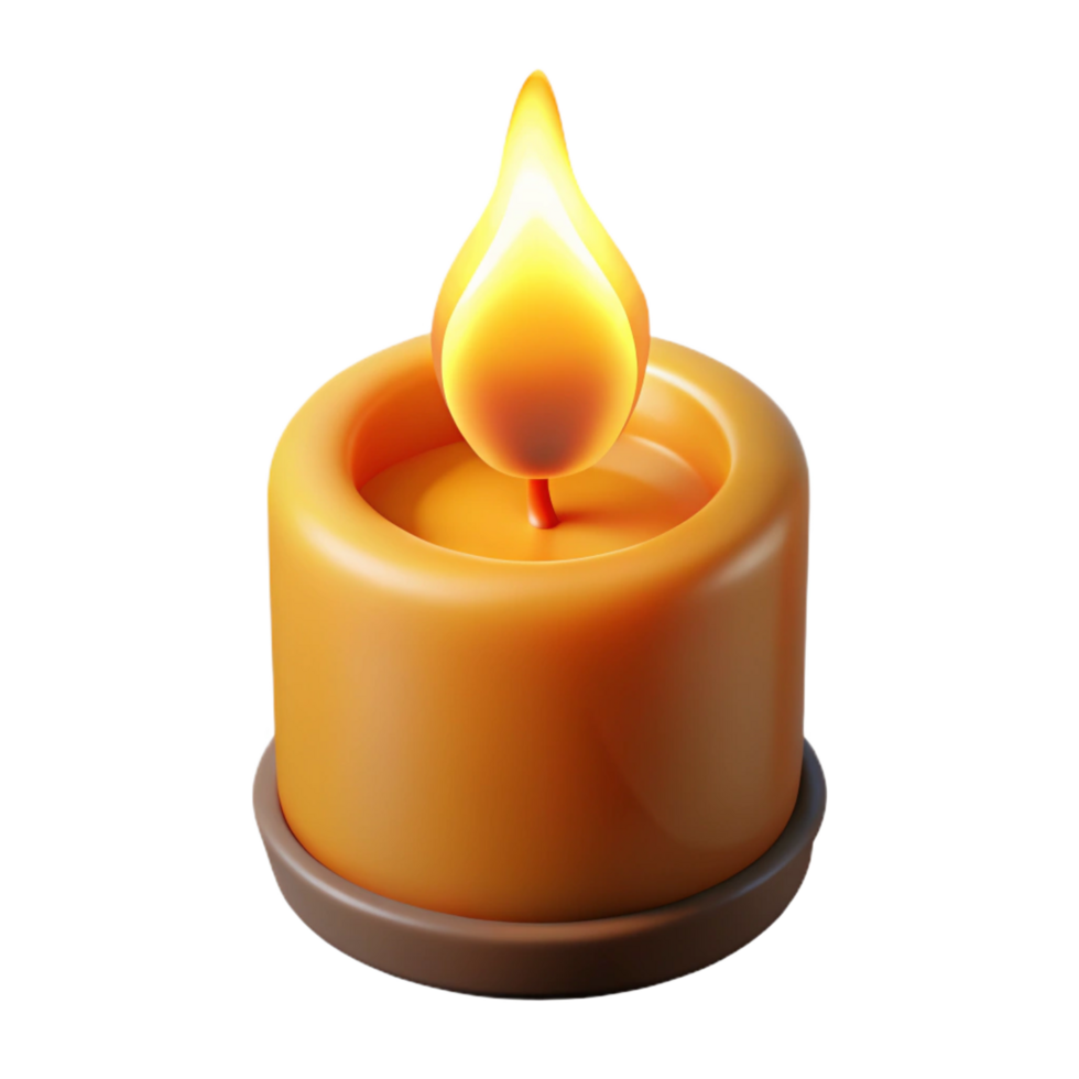 timeless modern Realistic burning candle logo with flickering flame, soft lighting, front view, with transparent background,high-resolution product photography gallery standard png