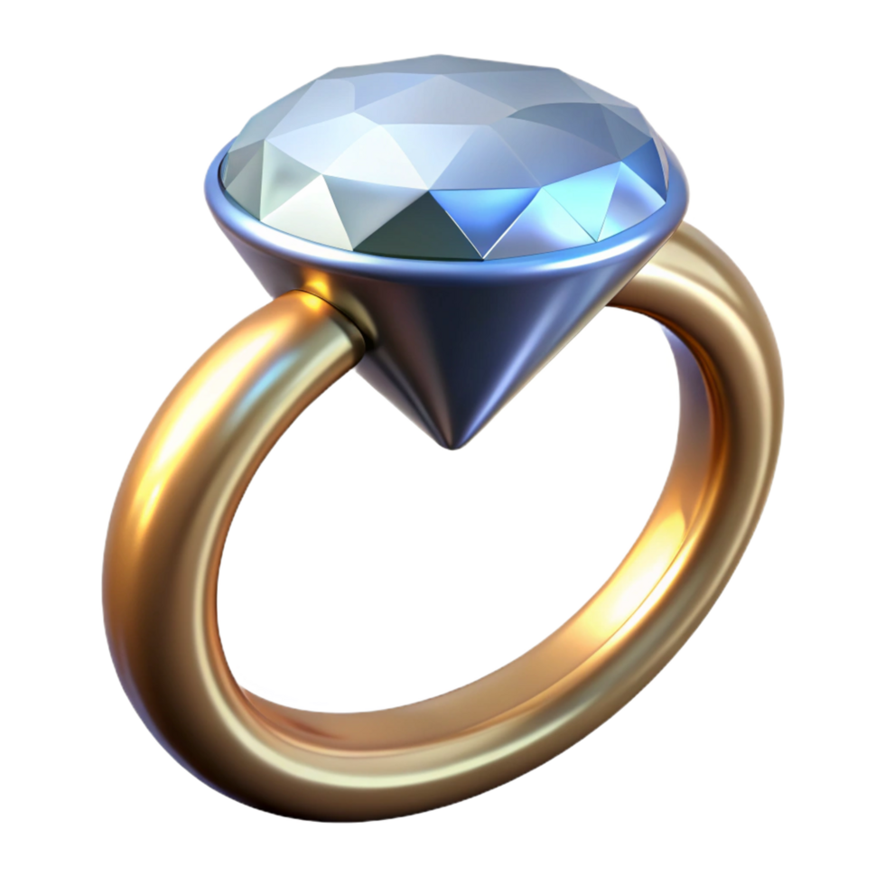 fascinating bohemian Sparkling diamonring logo with intricate setting, reflective finish, studio lighting, top view, with transparent background,high-resolution product photography impeccable png