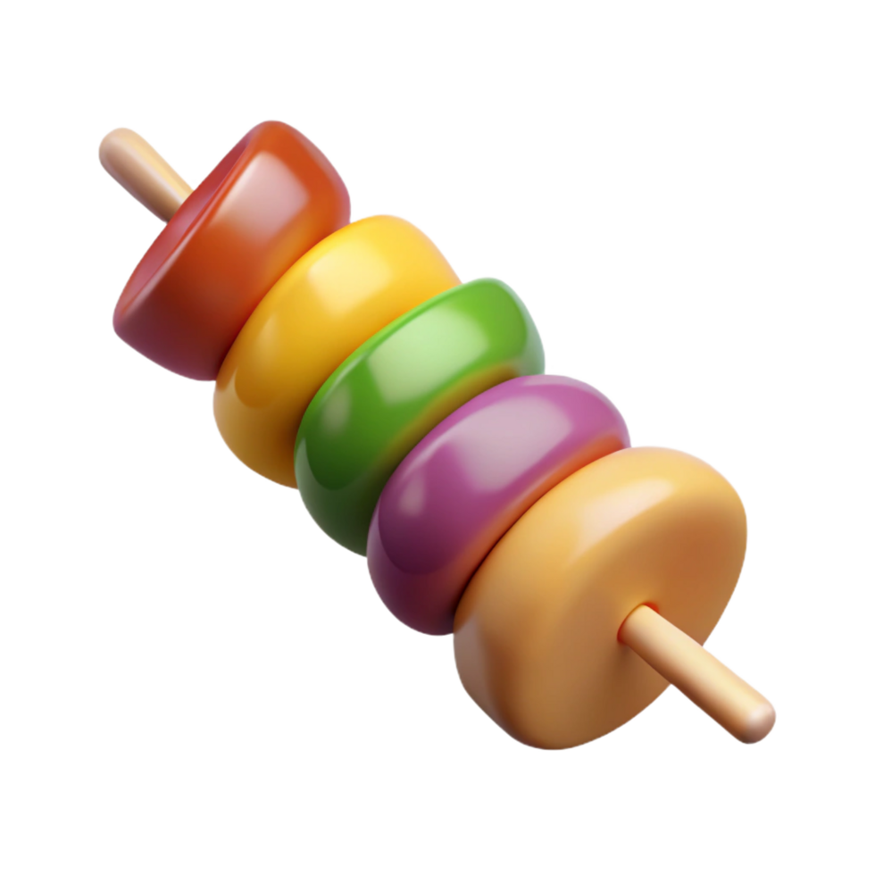 elegant retro Vegetable kebab, colorful peppers anonions, matte finish, dramatic lighting, side view, isolateon transparent background,high-resolution product photography handcrafted png