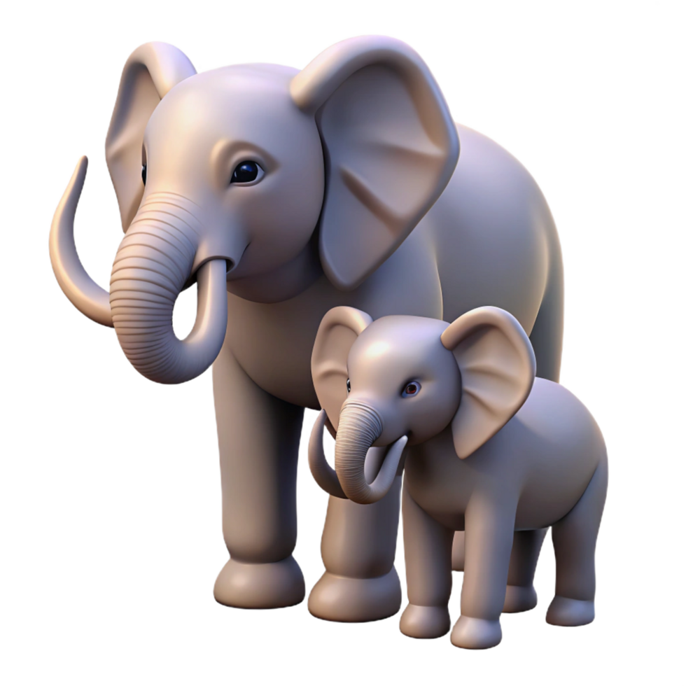 intense gorgeous Elephant family mother ancalf interacting, soft lighting, side view, photorealistic, studio photography, isolateon transparent background,high-resolution product photography detailed png