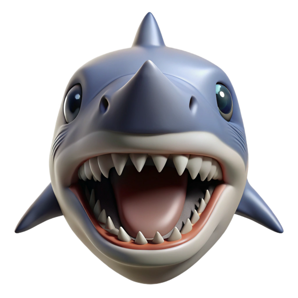 distinctive contemporary Close-up of a shark's mouth with rows of sharp teeth, dramatic lighting, front view, hyperrealistic, studio photography, isolateon transparent background, fine detail png