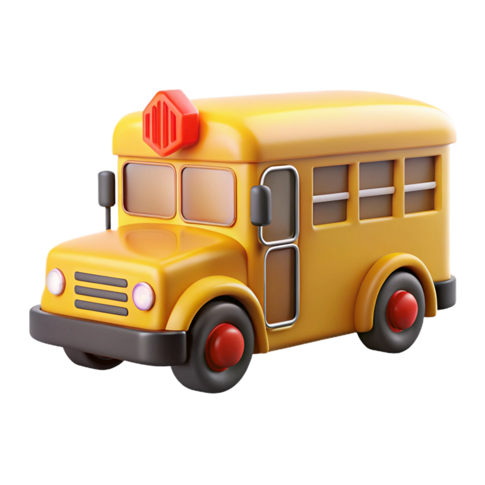 breathtaking dramatic vintage Yellow school bus, flashing lights, stop sign extended, studio lighting, render, isolateon transparent background,high-resolution product photography authentic png